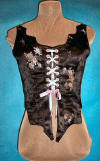 asian brocade corset, front view